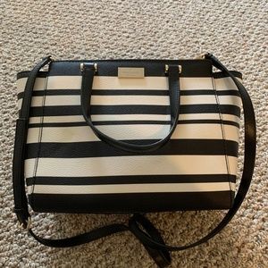 Black and white striped Kate Spade bag